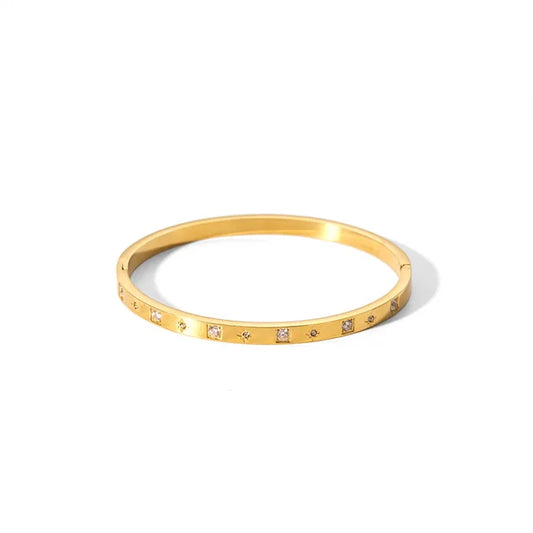 Diana Zirconia Gold Bangle front view