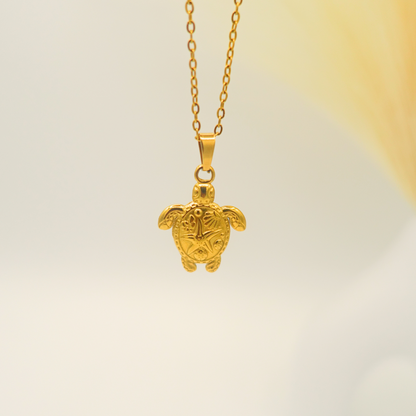 Golden Sea Turtle Pendant Necklace