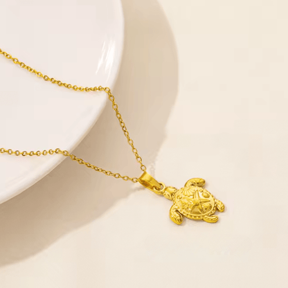 Golden Sea Turtle Pendant Necklace - Moiko