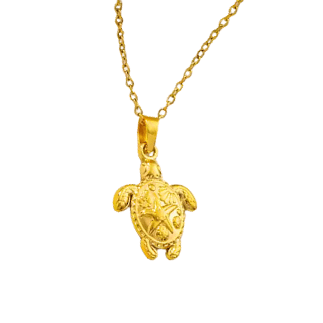 Golden Sea Turtle Pendant Necklace - Moiko