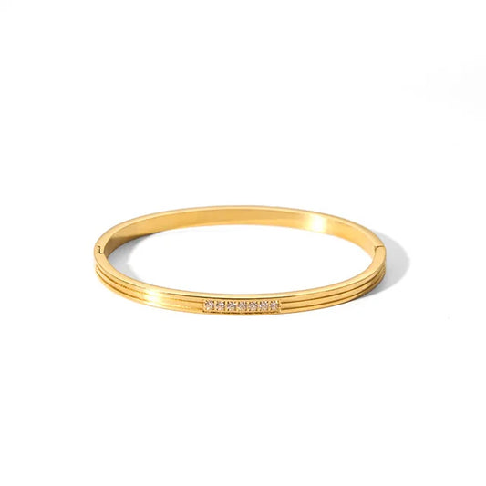 Tini Zirconia Gold Bangle front view